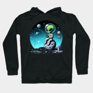 Cosmic fishing - Green alien Hoodie